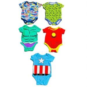 Marvel And DC Comics Baby 0-3M One Piece Bodysuit Bundle Lot
